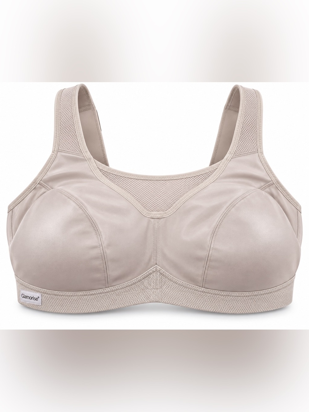 GLAMORISE NO BOUNCE WIREFREE CAMI SPORTS BRA #1066 SZ 46D COLOR: CAFE